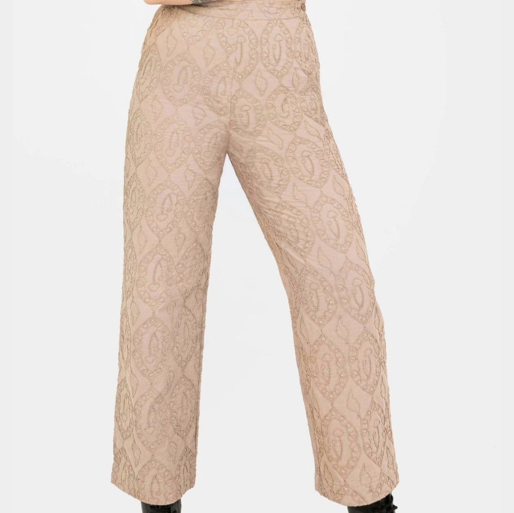 Disturbia Beige Patterned Cropped Pants